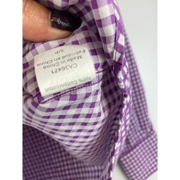 Tailorbyrd Plaid Button Down Purple Shirt 100% Cotton Size Small - Picture 7 of 10
